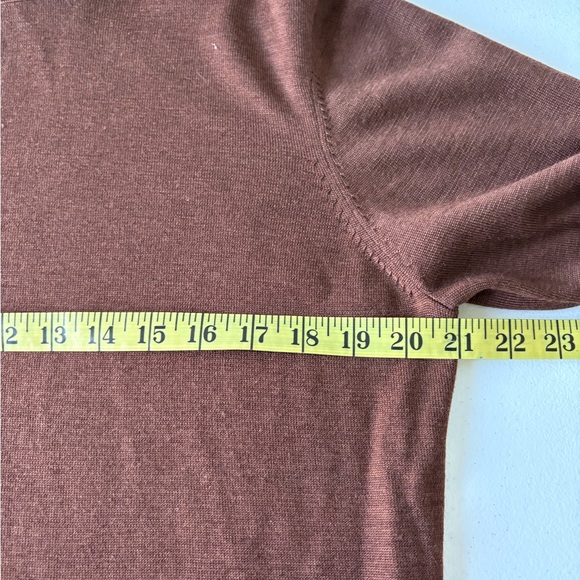 H&M Merino Wool Turtle Neck Brown Sweater Size L Office Career Minimalist Cabin - Picture 6 of 7